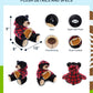 DolliBu Black Bear Stuffed Animal with Football Plush - Super Soft Huggable Bear with Red Plaid Hoodie, Plush Toy Wildlife Gift for Kids and Adults