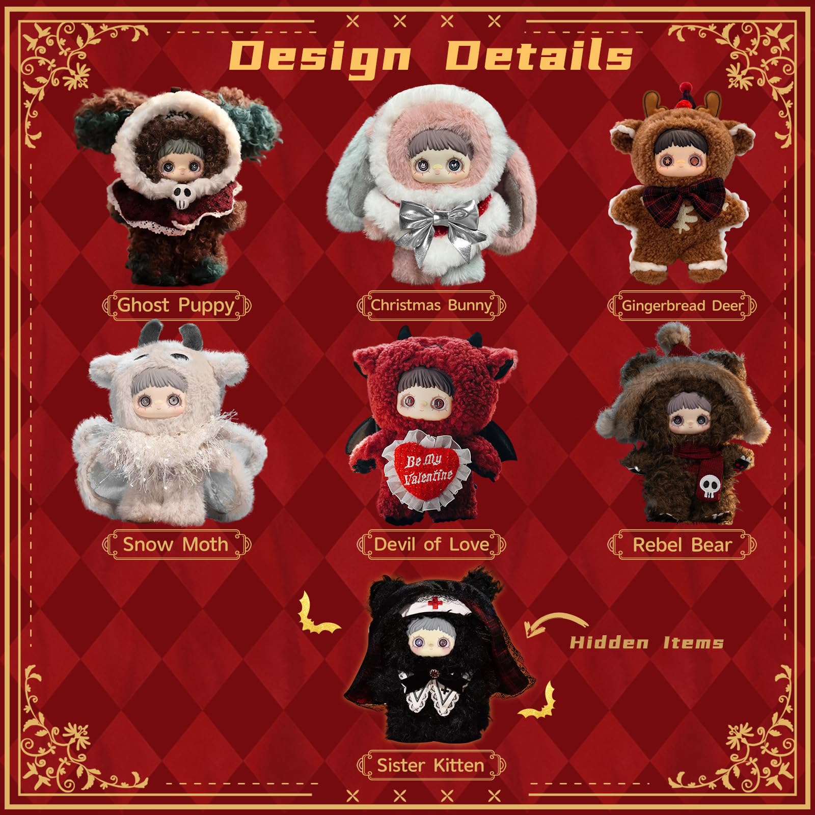 Mckkymi Plush Blind Box,Maymei Christmas Weirdness Series Stuffed Blind Box Doll 1PC,Unique Designs Keychain & Bag Charm,Cute Anime Vinyl Plushies