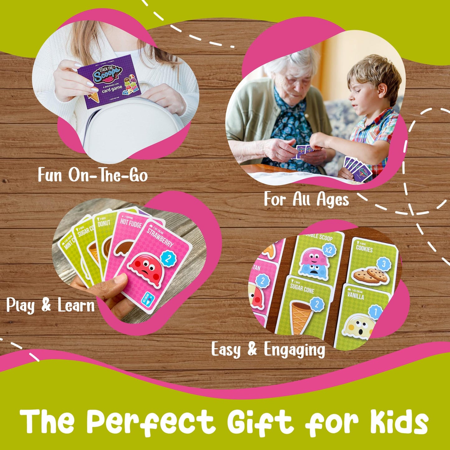 Stack The Scoops: Fun Family Ice Cream Game Perfect for Adults and Children Ages 6-12 (Standard Edition) - Fast and Cute Kid Card Games the Whole