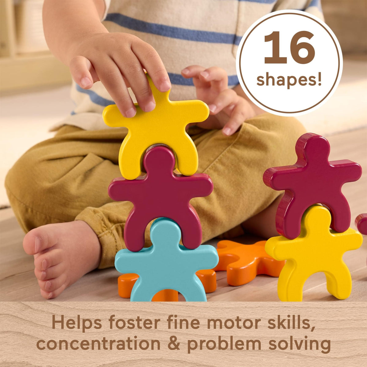 Fisher-Price Wood Montessori Stacking Shapes Learning Activity