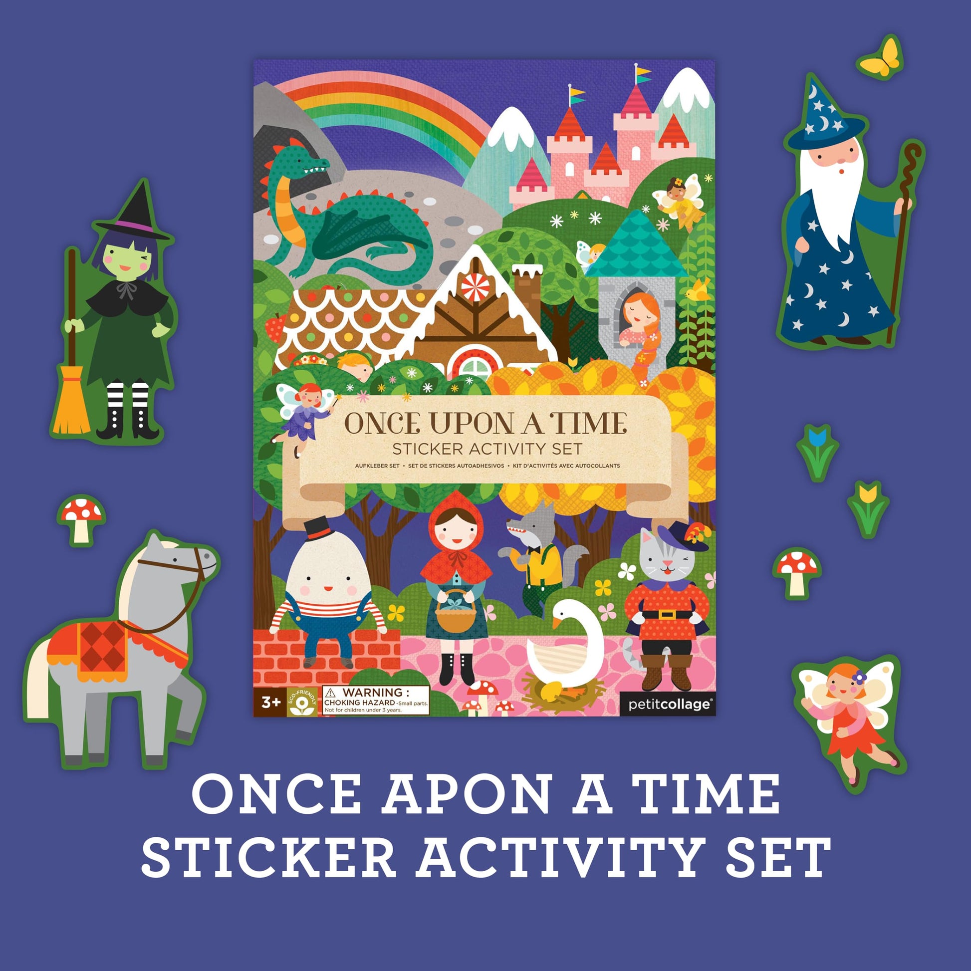 Petit Collage Sticker Activity Book, Once Upon A Time - Giant Fold Out Sticker Book for Kids, Includes Over 100 Reusable Stickers - Activity Book