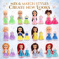 Liberty Imports 12 Pack Little Royal Princess Dolls - Mini Pocket Size Toddler Toys Fantasy Pretend Play Set with Dress, Accessories for Kids, Girls