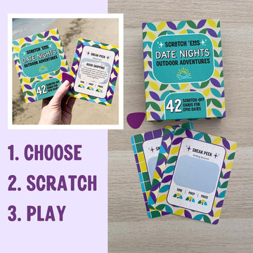 Scratch 'Ems Date Nights Outdoor Adventures | 42 Scratch Off Cards for Couples | Fun Date Night Couple Games for Adults - Vintage Style Cards