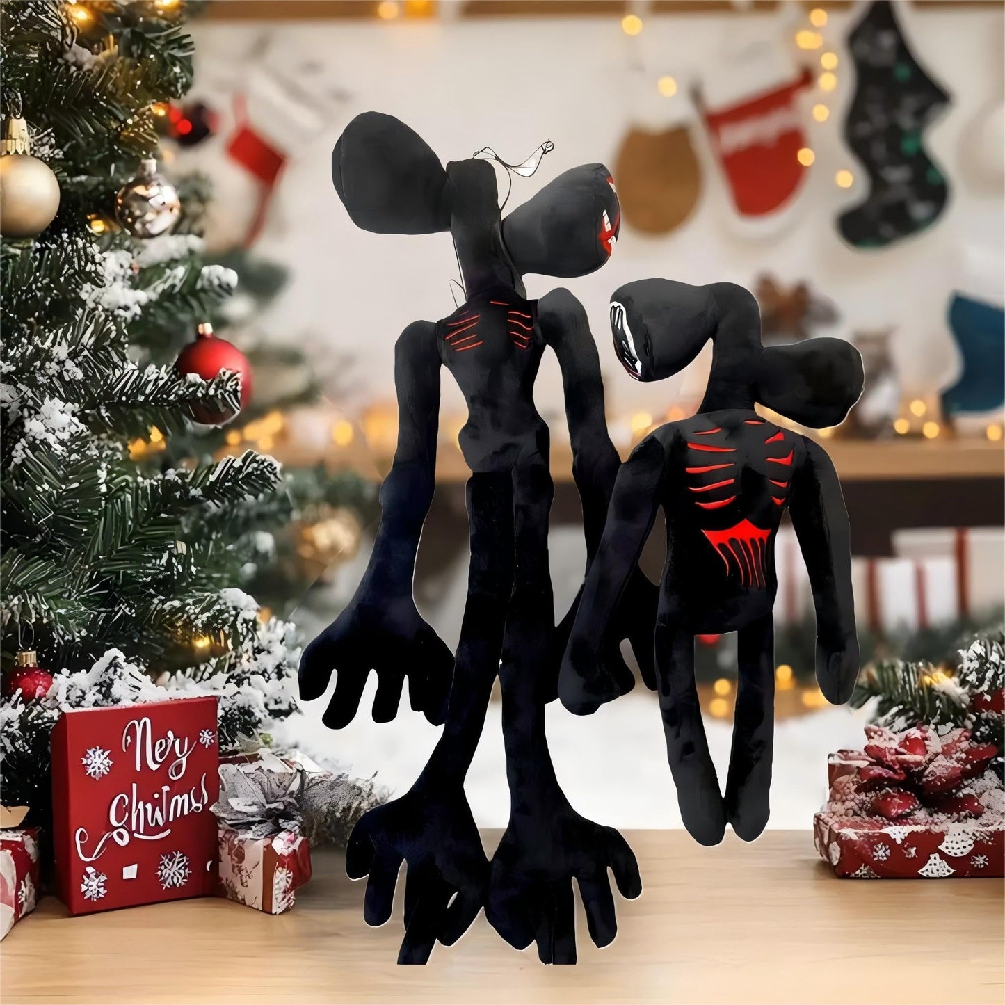 EICHIMEOW 2PCS Siren Head Plush Toys Double-Head Plush Toys (Black)