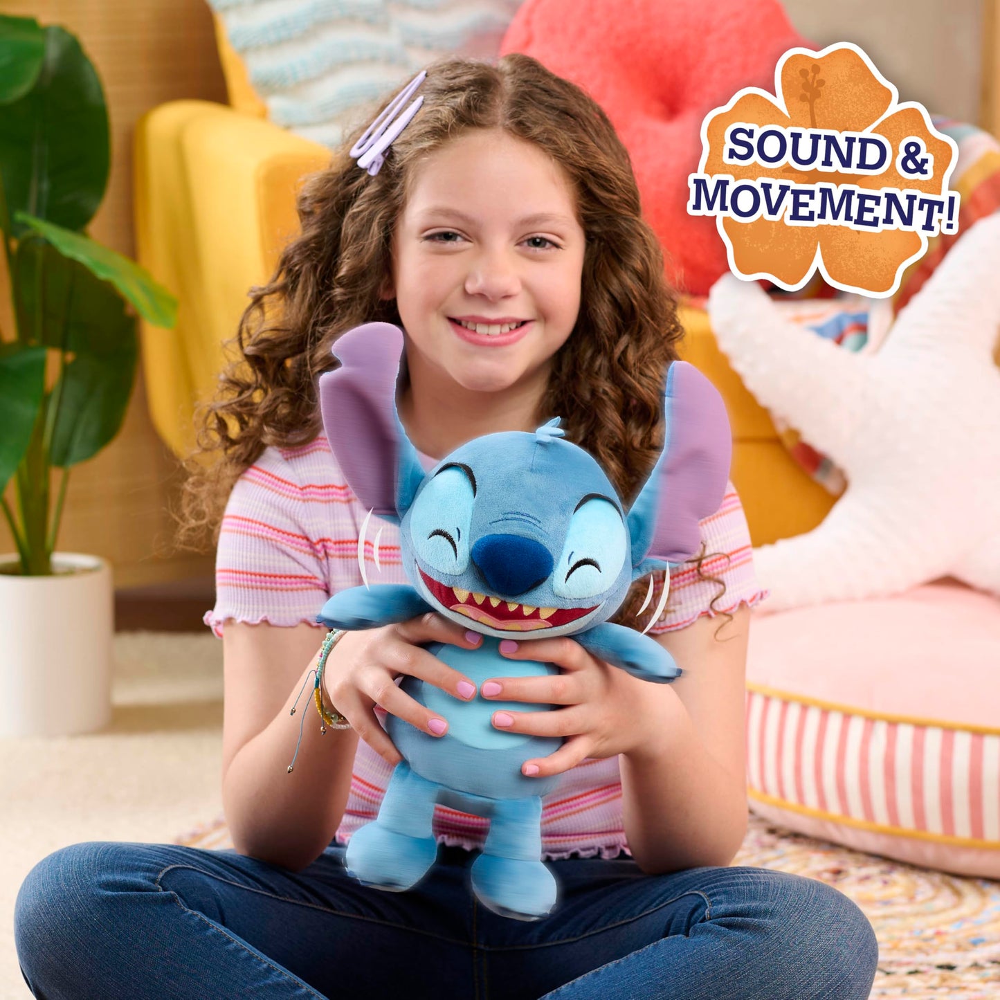Disney Stitch Crack Me Up Stitch 11-inch Plush with Sounds and Motion, Wiggles, Giggles, and Laughs, Stuffed Animal, Kids Toys for Ages 3 Up by Just