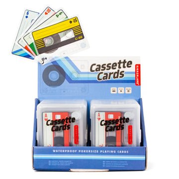 Kikkerland Cassette Playing Cards - Transparent & Waterproof - Retro Card Deck for Game Night, Travel, & Camping