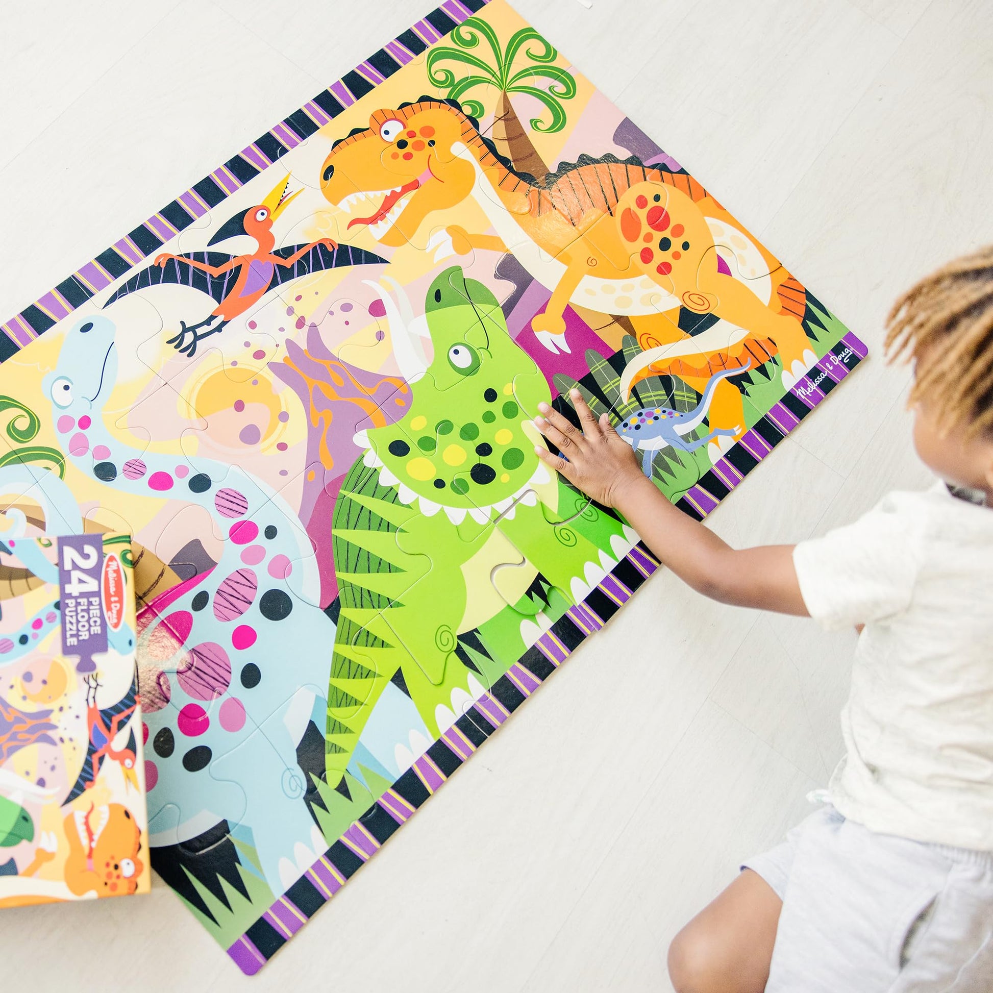 Melissa & Doug Dinosaur Dawn Jumbo Floor Puzzle (24 Pieces, 2 x 3 Feet), Jigsaw Puzzle for Preschoolers and Kids Ages 3+ - FSC Certified