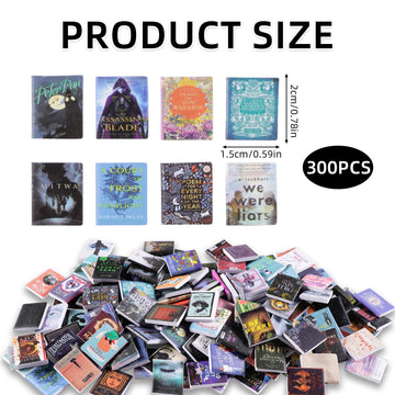 JHGCVX 300 Pcs Mini Books Sets, Miniature Book Model for Anxiety Bookshelf, 1:12 Mini Dollhouse Accessories for DIY Creative Decorations