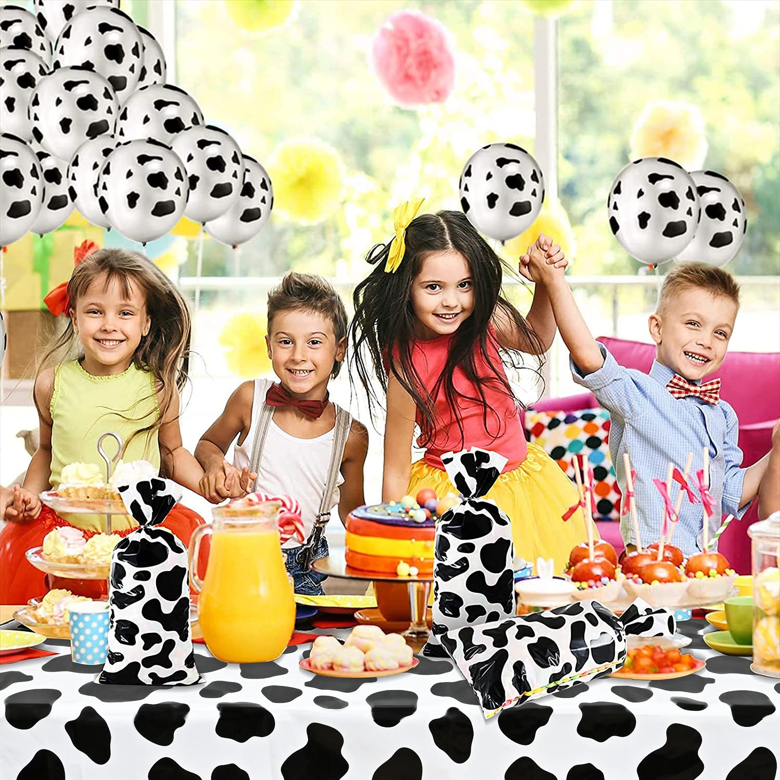 Lecferrarc 2 Pcs Cow Print Tablecloth Cow Plastic Table Cover 87 x 51 Inches Farm Animal Party Tablecovers for Birthday Party Supplies