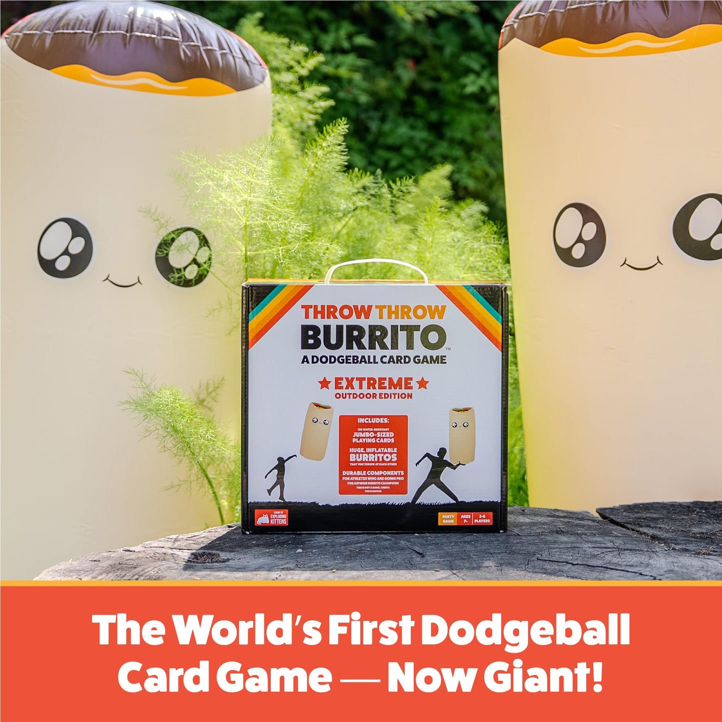 Exploding Kittens - Throw Throw Burrito Extreme Outdoor Edition - Giant Inflatable Dodgeball Card Game - Play Outdoors, Backyard Events, Family Fun