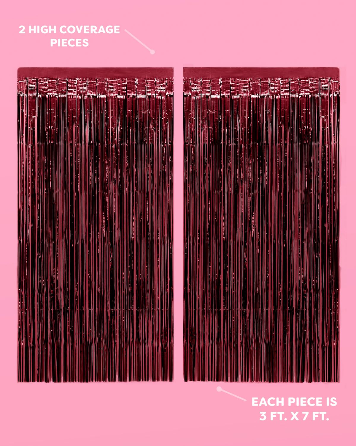 xo, Fetti Burgundy Red Party Curtain - Set of 2 | Bachelorette Fringe Decorations, Cute Birthday Photo Booth, Party Backdrop, Wine Bday Supplies