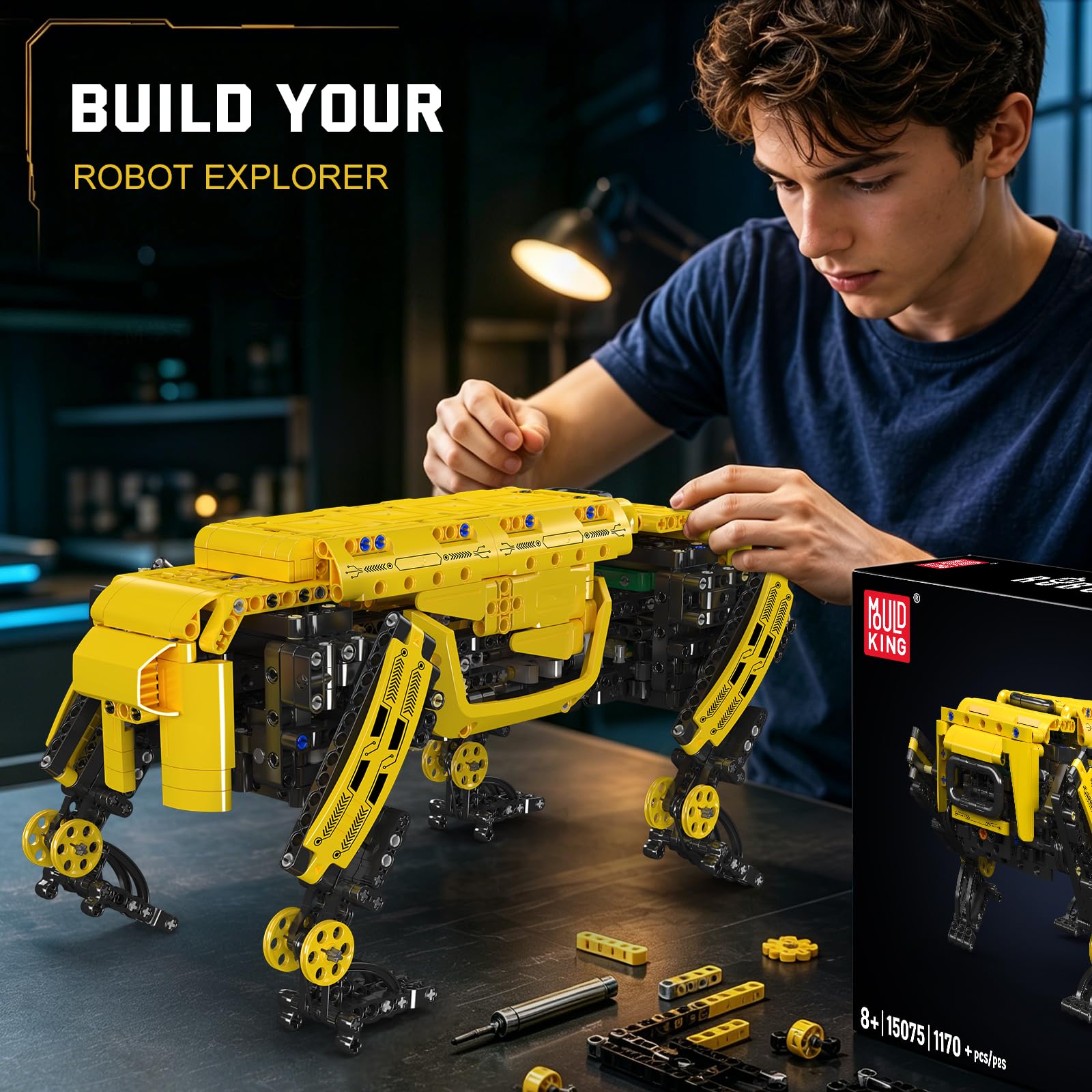 Mould King Robot Dog Building Set, Remote Controlled Robot Dog Toy for Kids, Mechanical Robot to Build, DIY Building Set as STEM Project/Collectibles
