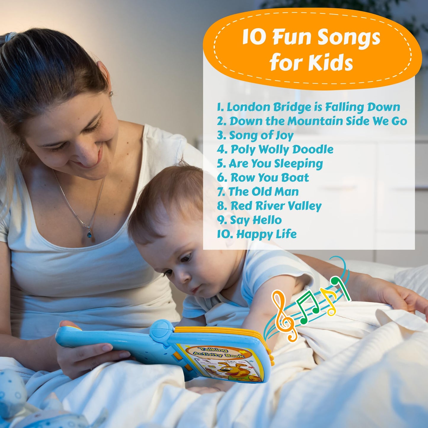 Talking Activity Book for 2 Years Old & Up - Sound Book with 5 Learning Activities Including Letters, Numbers, Quiz Game & Memory Match - Interactive