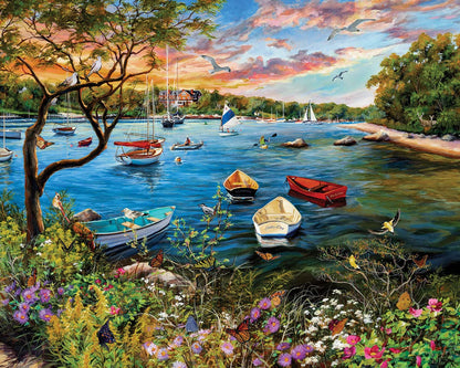 White Mountain 1000 Piece Jigsaw Puzzle Scenic Spring Sail, Quiet Harbor