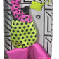 Barbie Complete Looks Doll Clothes, Outfit Dolls Featuring a Party Dress Decorated with Green and Pink Color-Blocking, Ruffles and Polka Dots, Gift