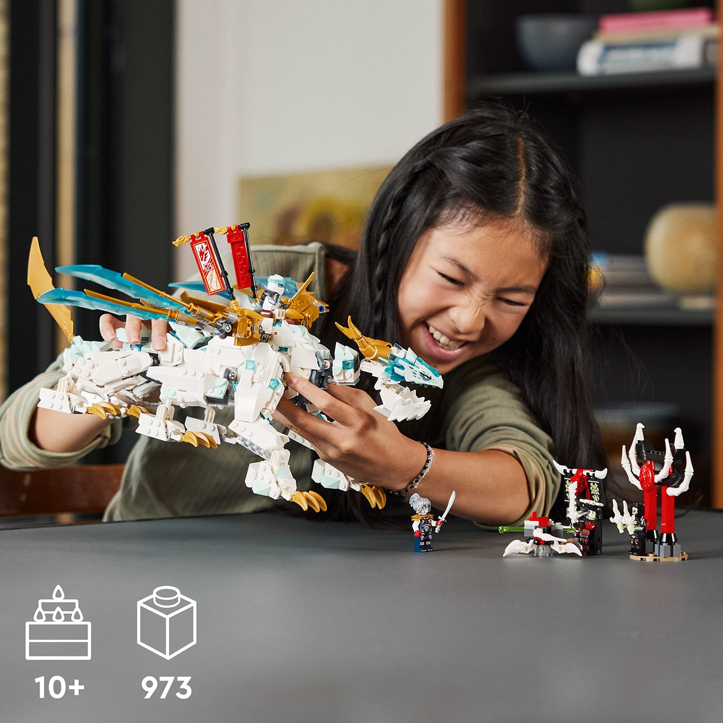 LEGO NINJAGO Zane’s Ice Dragon Creature 71786, 2in1 Dragon Toy to Action Figure Warrior, Model Building Kit, Construction Set for Kids with 5