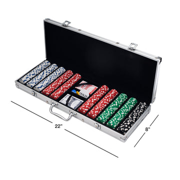 Poker Chip Set - 11.5g Poker Set with Cards, Buttons, Carrying Case, and 500 Chips for Texas Hold'em and Blackjack Games by Trademark Poker