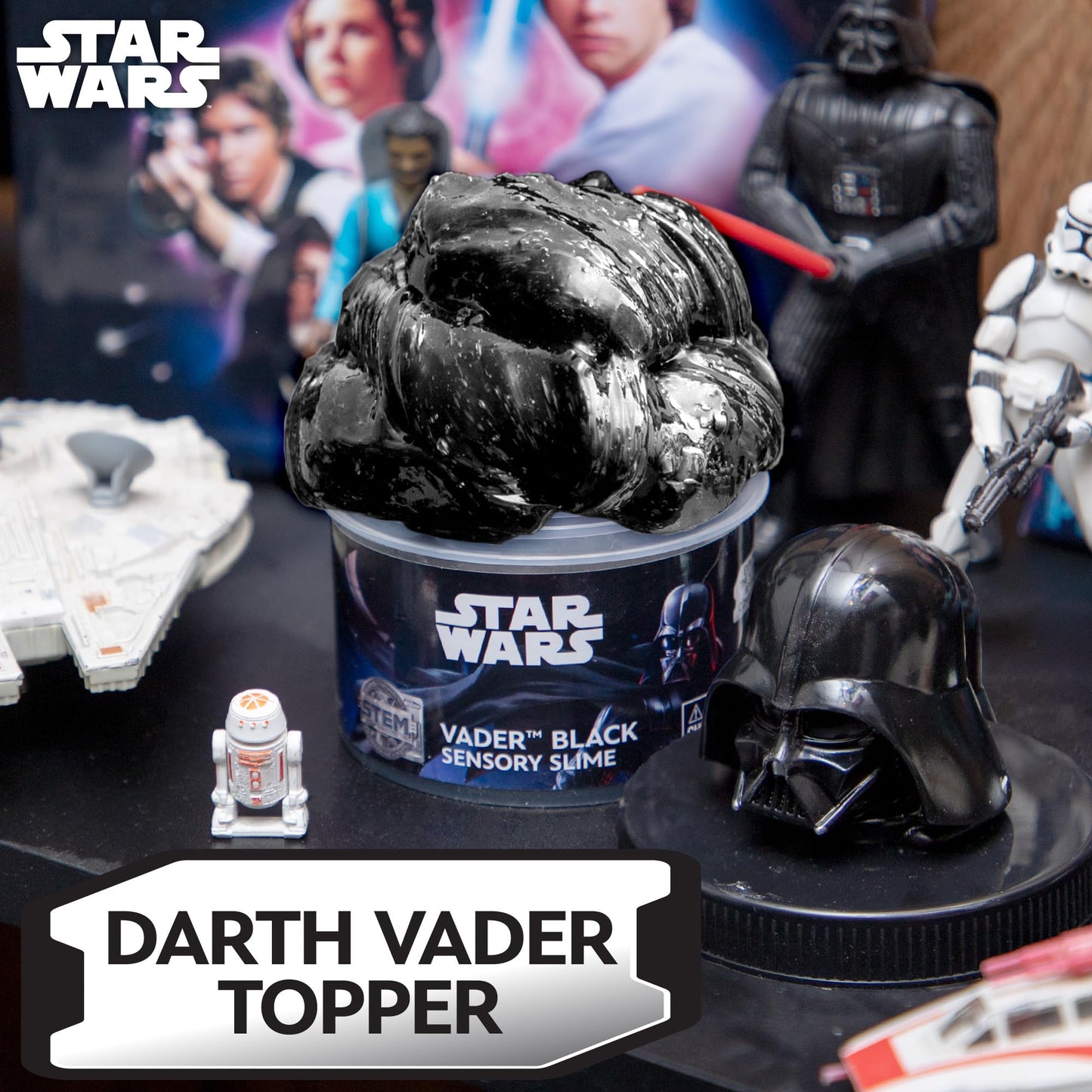 STAR WARS Vader Black Slime, 8 oz Galaxy Slime, Pre-Made Darth Vader Slime, Party Favors for Kids, Perfect for Goodie Bags, Desk Toys, Star Wars