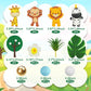 Jungle Safari Animal Cake Topper with Lion Giraffe Monkey Zebra Balls for Wild Animals Themed Birthday Supplies