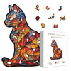 Wooden Stained Glass Puzzles for Adults, Mosaic Cat Jigsaw Puzzle 150 Pieces Art, Colorful Kitten Wood Kitty Puzzle,Unique Animal Shape