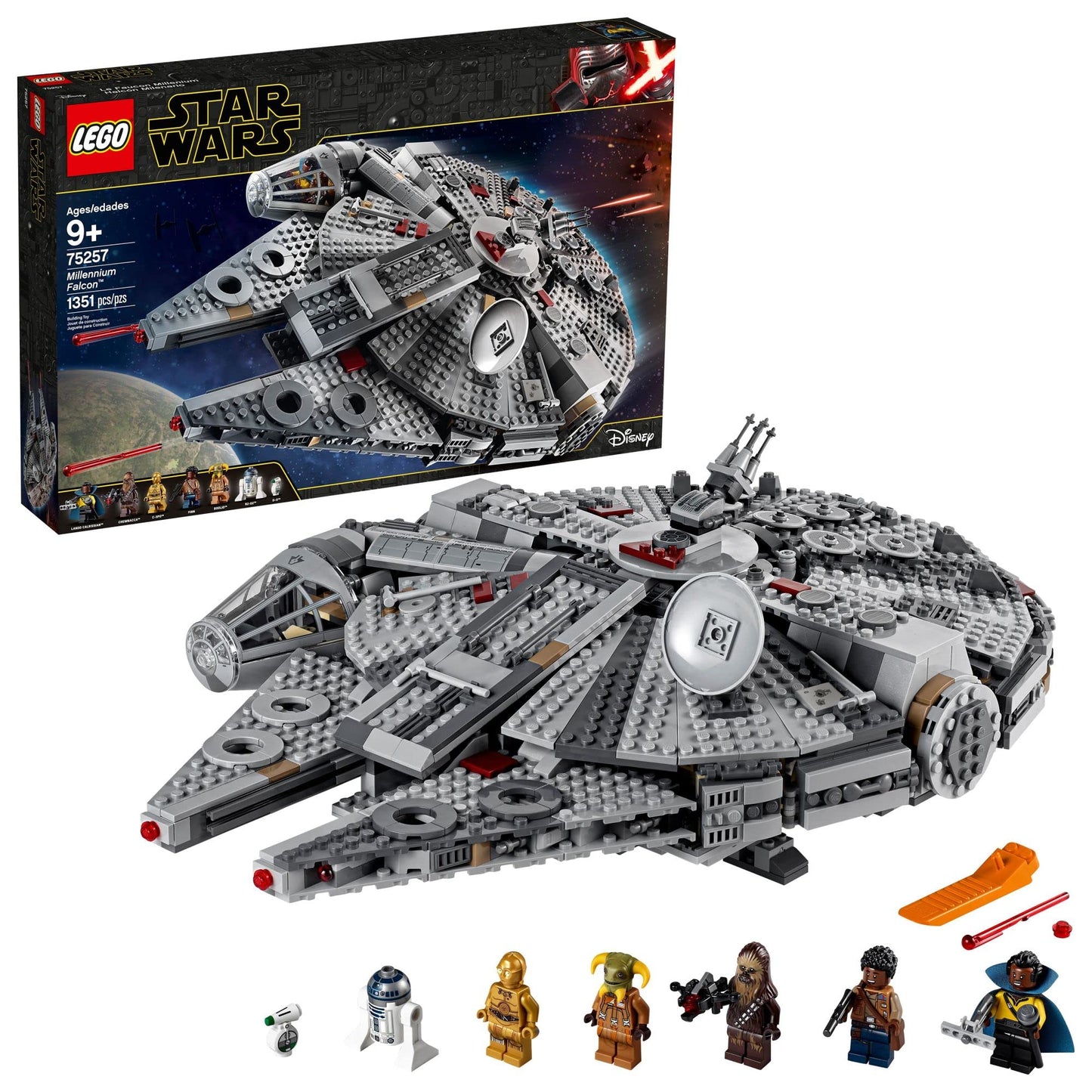 LEGO Star Wars Millennium Falcon 75257 Building Set - Starship Model with Finn, Chewbacca, Lando Calrissian, Boolio, C-3PO, R2-D2, and D-O