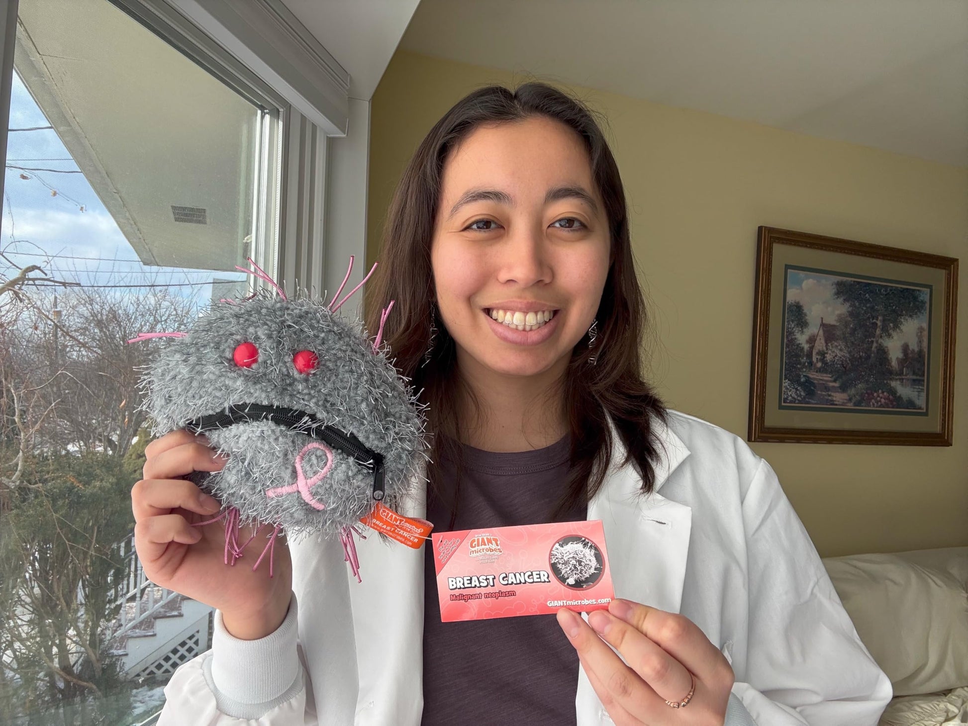 GIANT MICROBES Breast Cancer Plush, Transforms to Healthy Cell, Inspirational Comfort & Recovery Gift for Chemo Patients, Breast Cancer Gifts