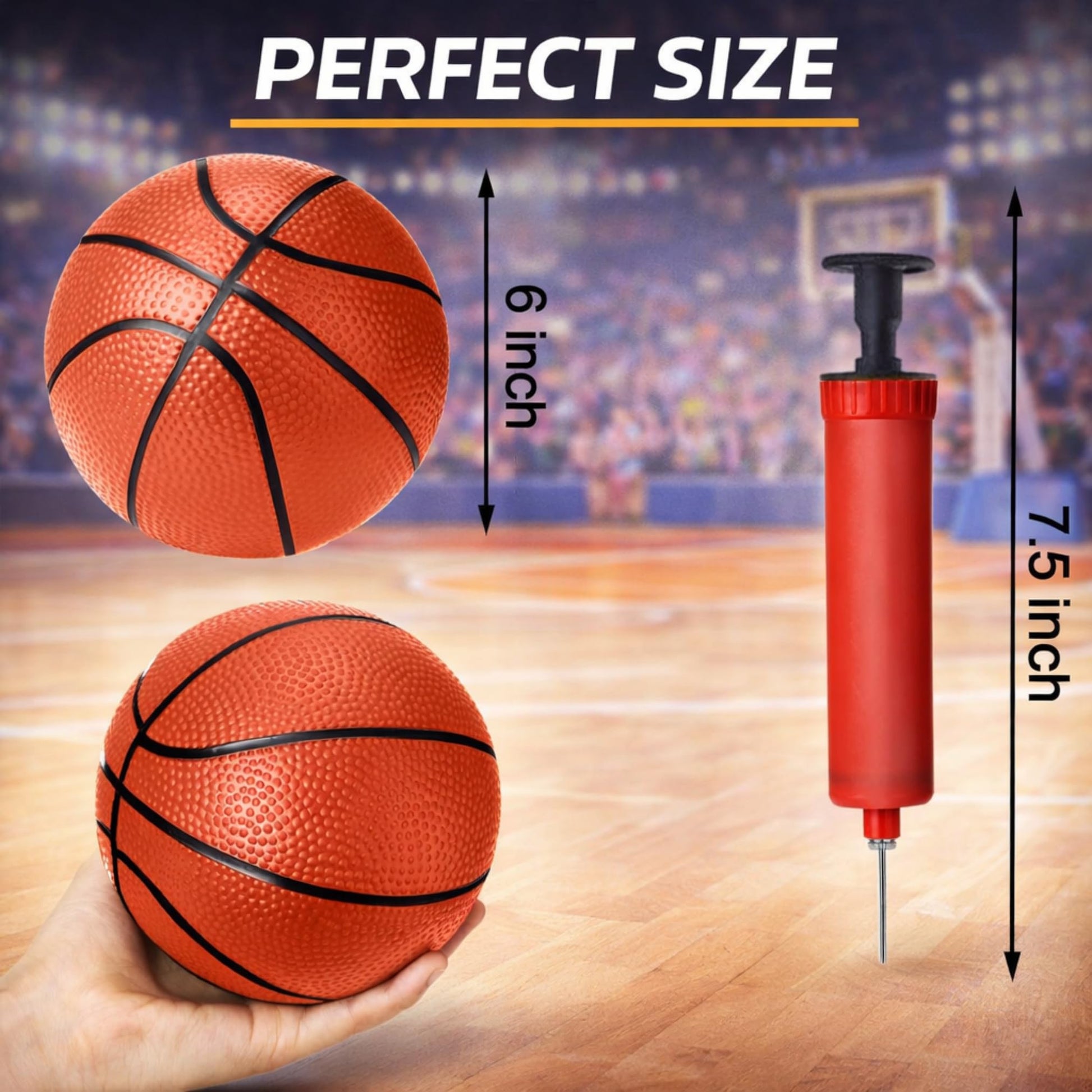 4 Pack Mini Basketballs for Mini Hoops, 6 Inch Inflatable PVC Basketball Balls with Pump & Needle, Rubber-Like Textured Grip, Indoor Outdoor
