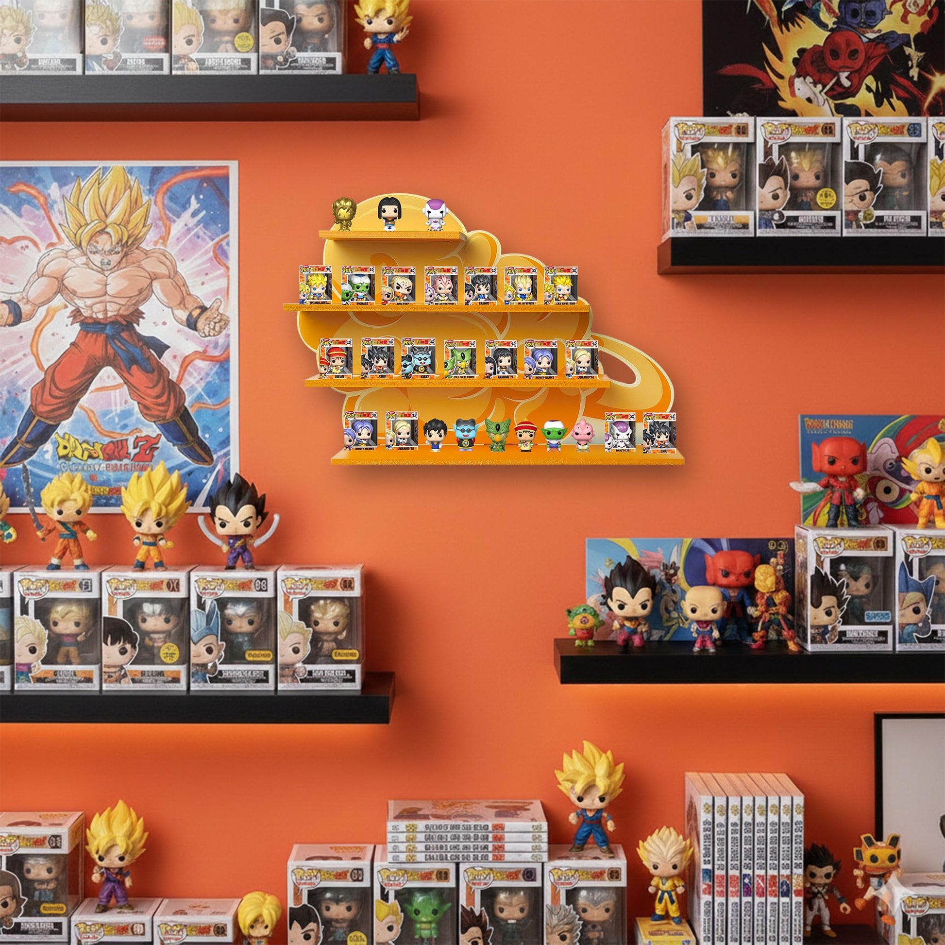 AUFGELD Flying Nimbus Display Shelf Compatible with Fnko Bitty DBZ Series, Organizing Racks for Bitty Pop, Wallmountable Kinto'un Bitty Shelf