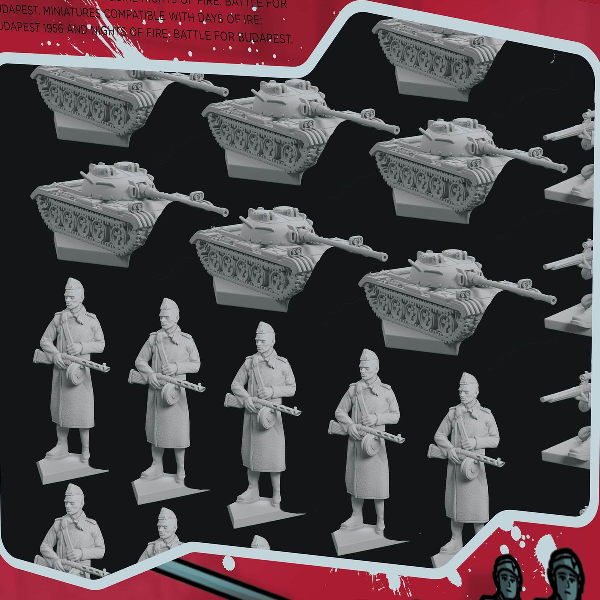 Mighty Boards: Days & Nights: Red Army Pack - Expansion Add On - 28 Miniatures & Card Pack, Board Game Accessory, for Nights of Fire & Days of Ire