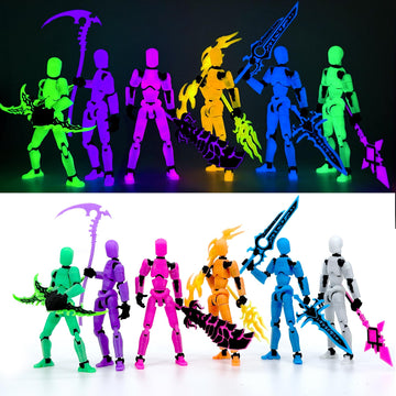 [6-PACK] Glowing Titan 13 Action Figure Set Already Assembled, Dummy 13 3D Printed Action Figures With Weapons Accessories T Lucky Robo 13 Nova 13