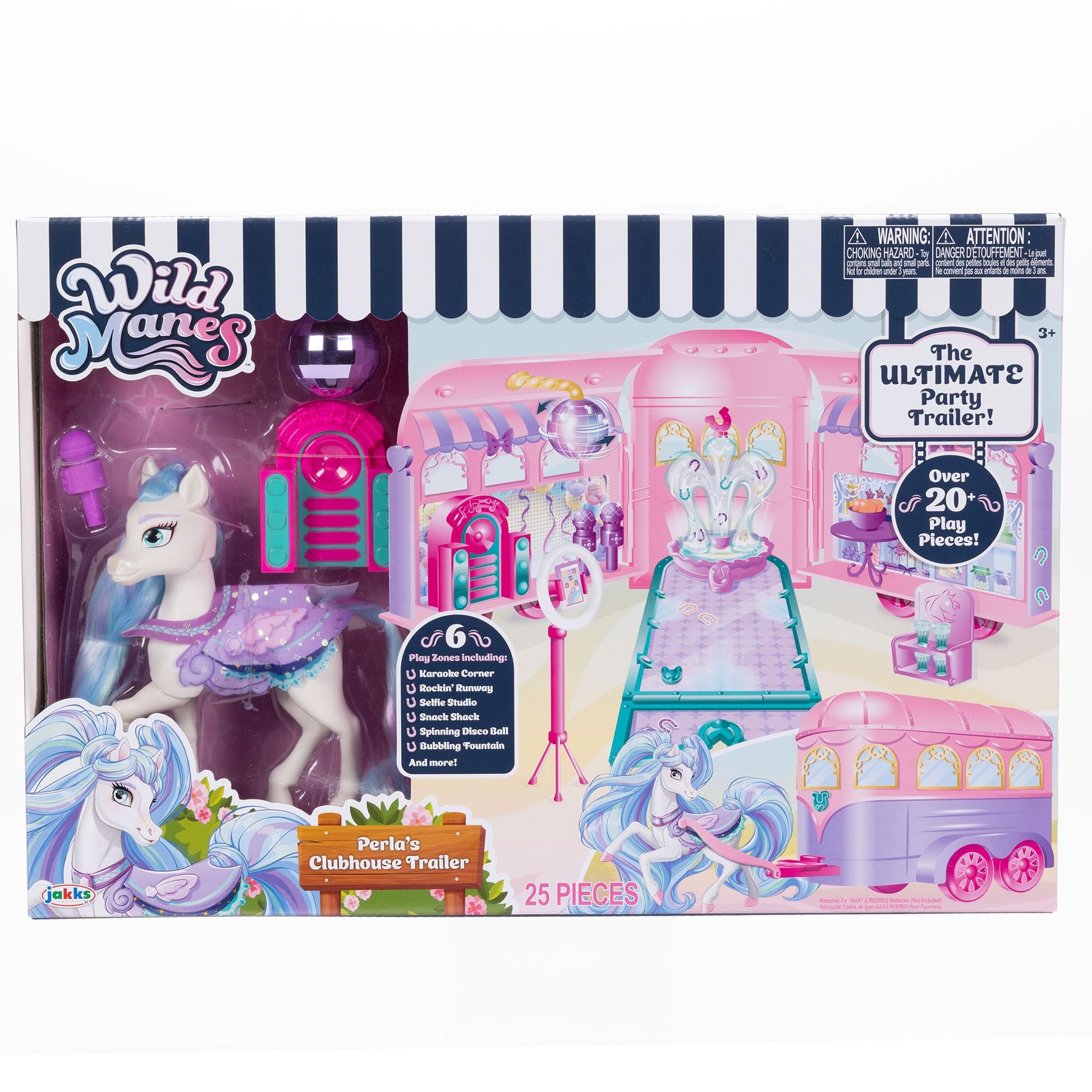 Wild Manes Horse Toys Perla's Clubhouse Trailer Playset with Perla Horse Doll Figure, with Over 25 Interactive Features