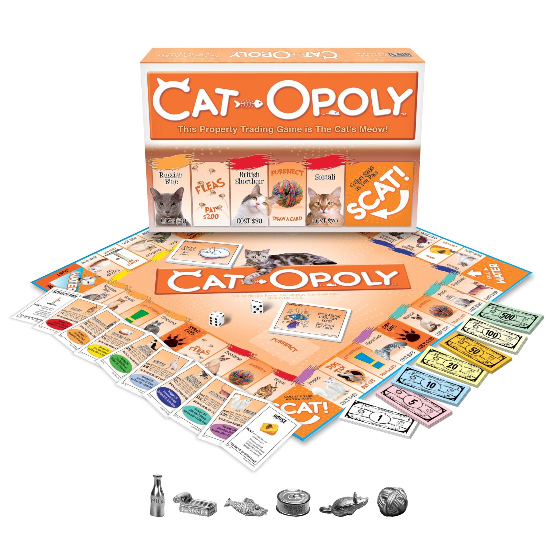 Late for the Sky CAT-opoly Cat Board Game, Family Property Trading Strategy for 2-6 Players, Ages 8+, Educational Breed Facts, Tokens, Screen-Free Fun