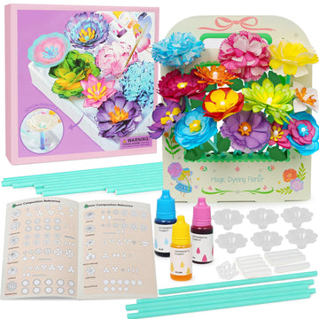 Paper Flower Science Kit, Paper Flower Crafts for Kids, Color Changing Flowers Bouquets DIY Arts & Crafts Set, Class Rewards Birthday Party Favors