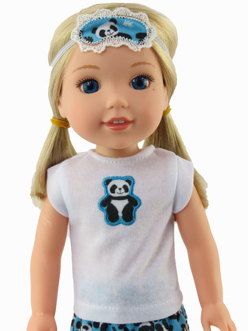 American Fashion World Blue Panda Pajamas for 14-Inch Dolls | 3 Piece | Premium Quality & Trendy Design | Dolls Clothes | Outfit Fashions for Dolls