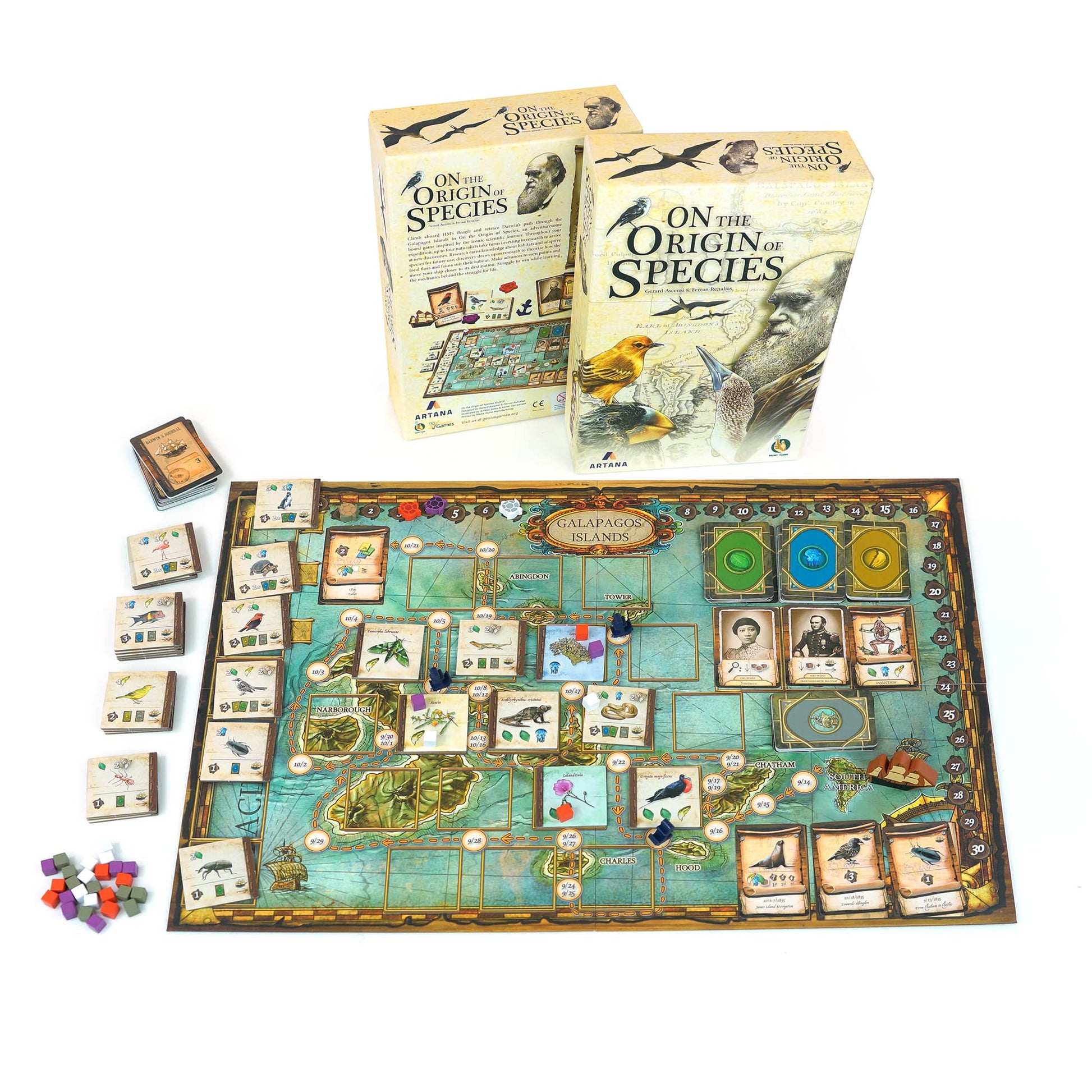 On The Origin of Species | An Evolutionary Research Board Game by Artana Games | Charles Darwin's Trip Through the Galapagos as a Strategic Science