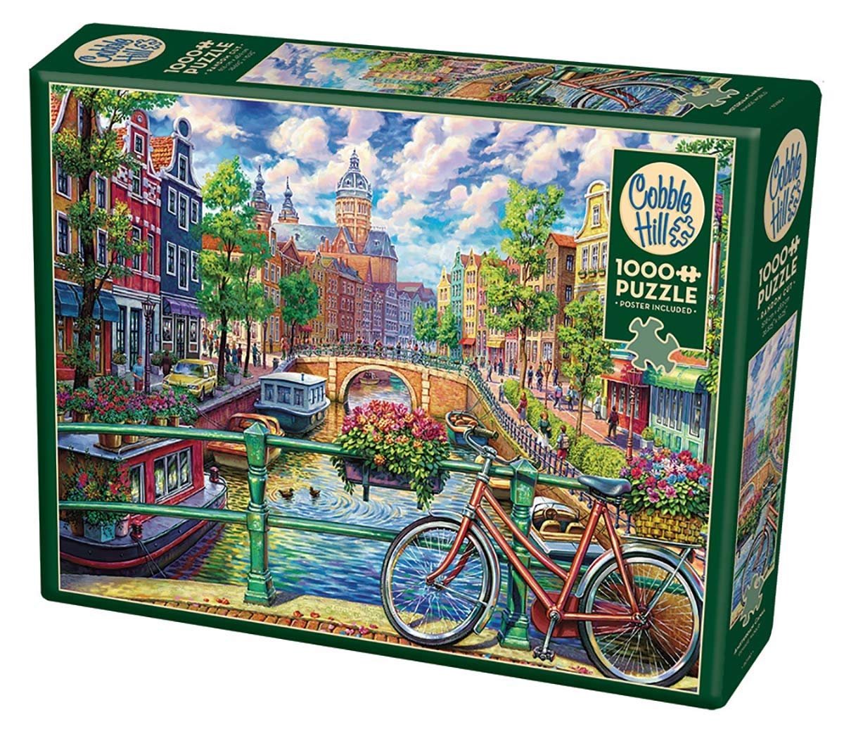 Cobble Hill 1000 Piece Puzzle - Amsterdam Canal - Sample Poster Included