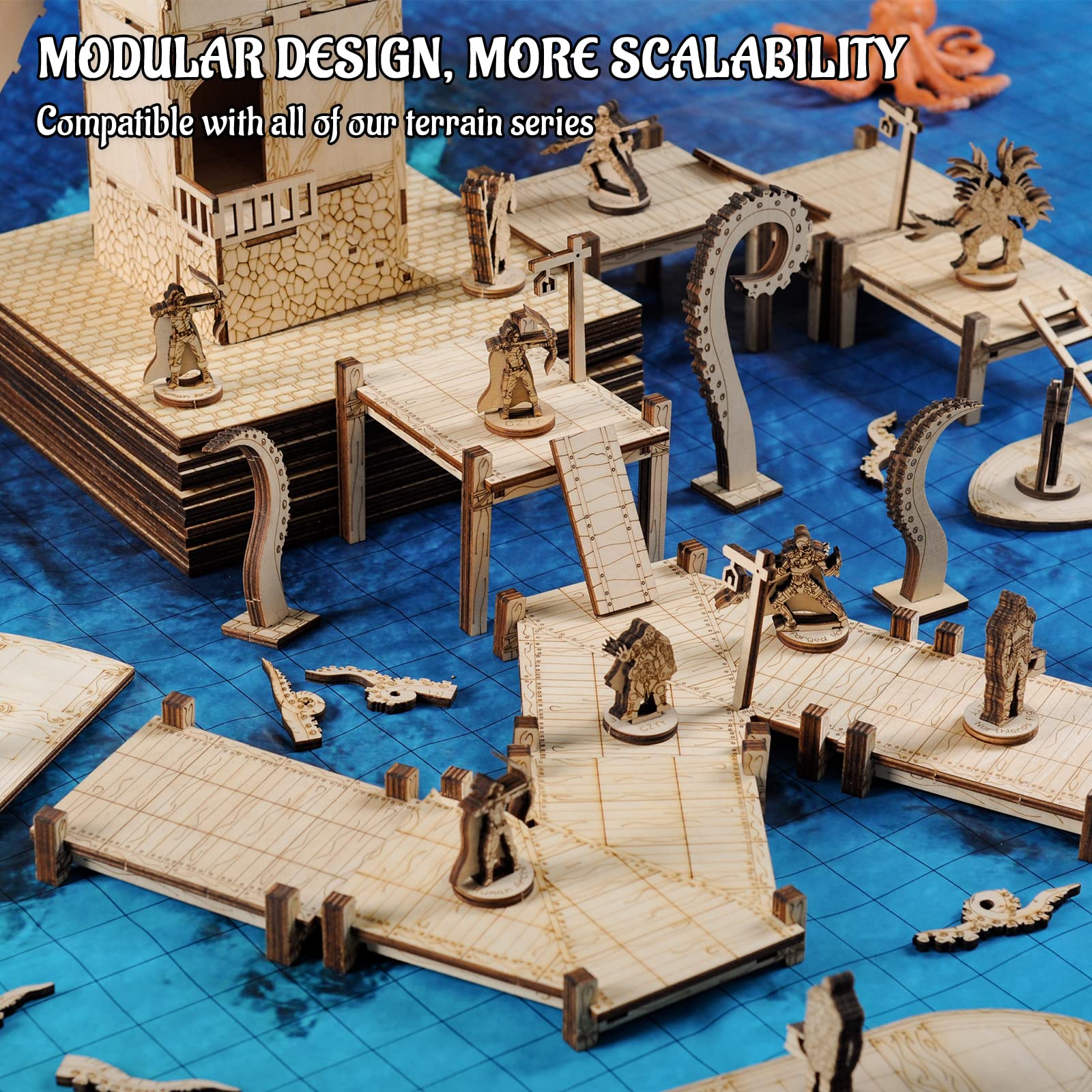 CZYY DND Dock Expansion Set, 7 Modular Terrain Pieces