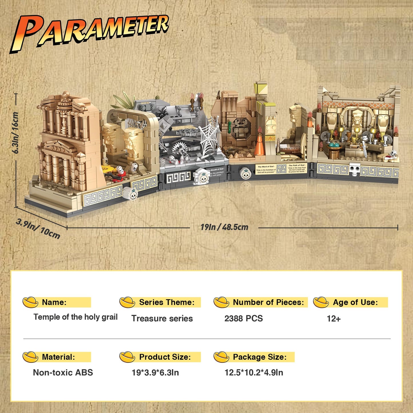 BuicraHub Temple Building Set Ideal for Adult, 5-in-1 Construction Toy Includes Gate, Three Levels and Holy Grail Scene Building Block, Birthday Gift