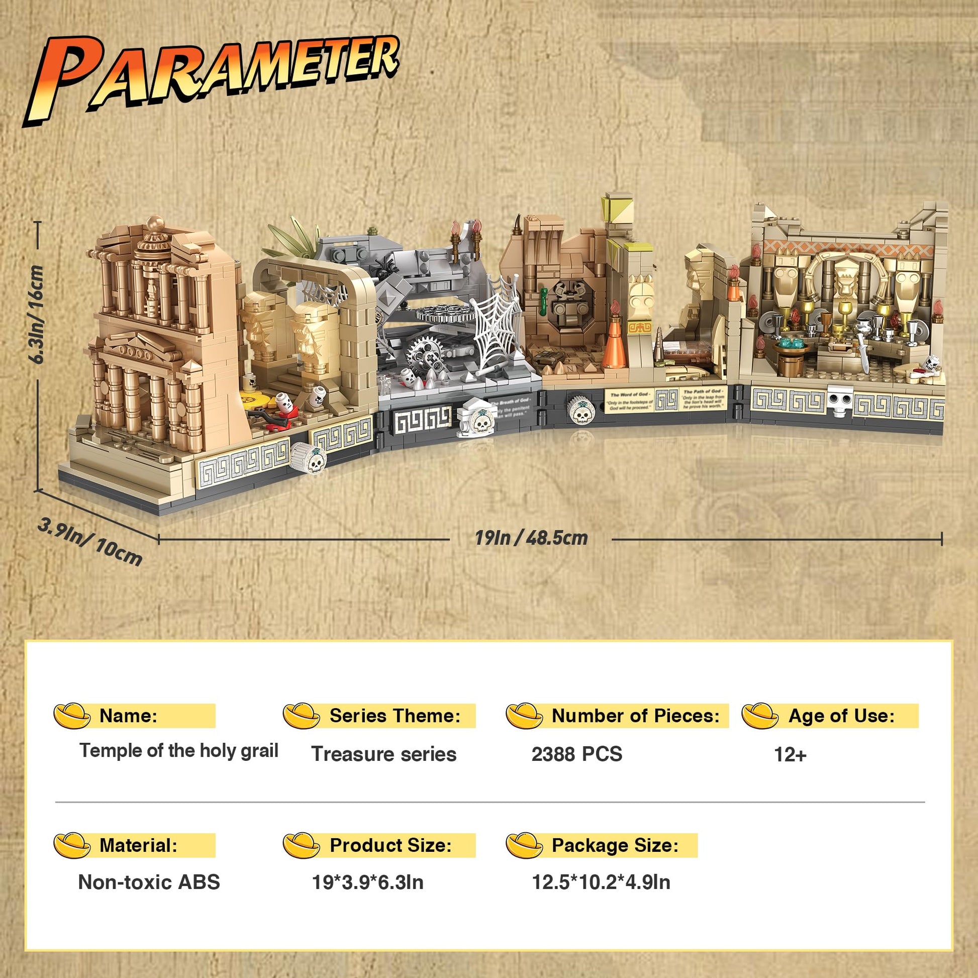 BuicraHub Temple Building Set Ideal for Adult, 5-in-1 Construction Toy Includes Gate, Three Levels and Holy Grail Scene Building Block, Birthday Gift