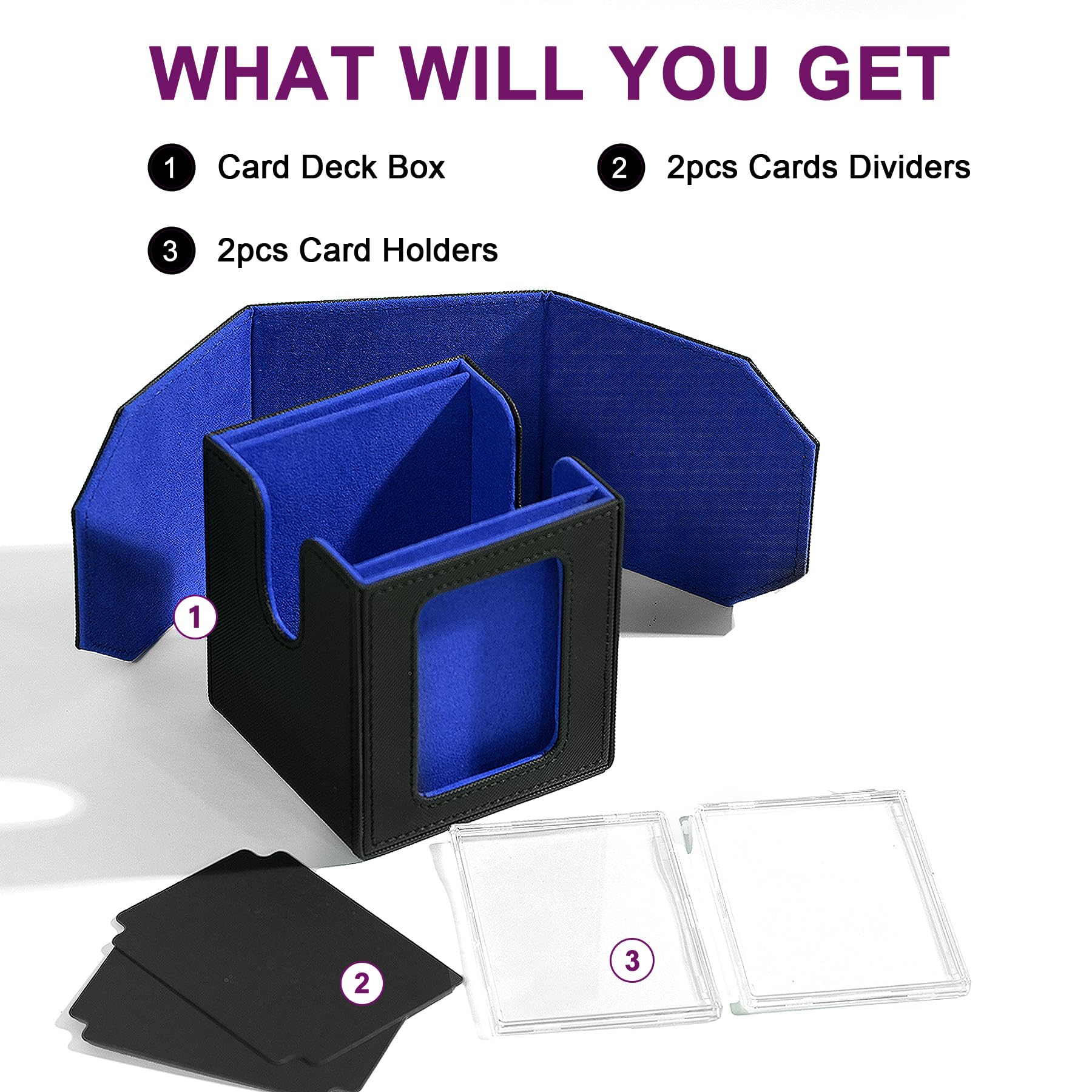 Scimi Commander Dual Display Deck Box - Patented Design Holds 130 Double-Sleeved/100 Triple-Sleeved Cards, Includes 2 Thick Card Bricks & 2 Dividers