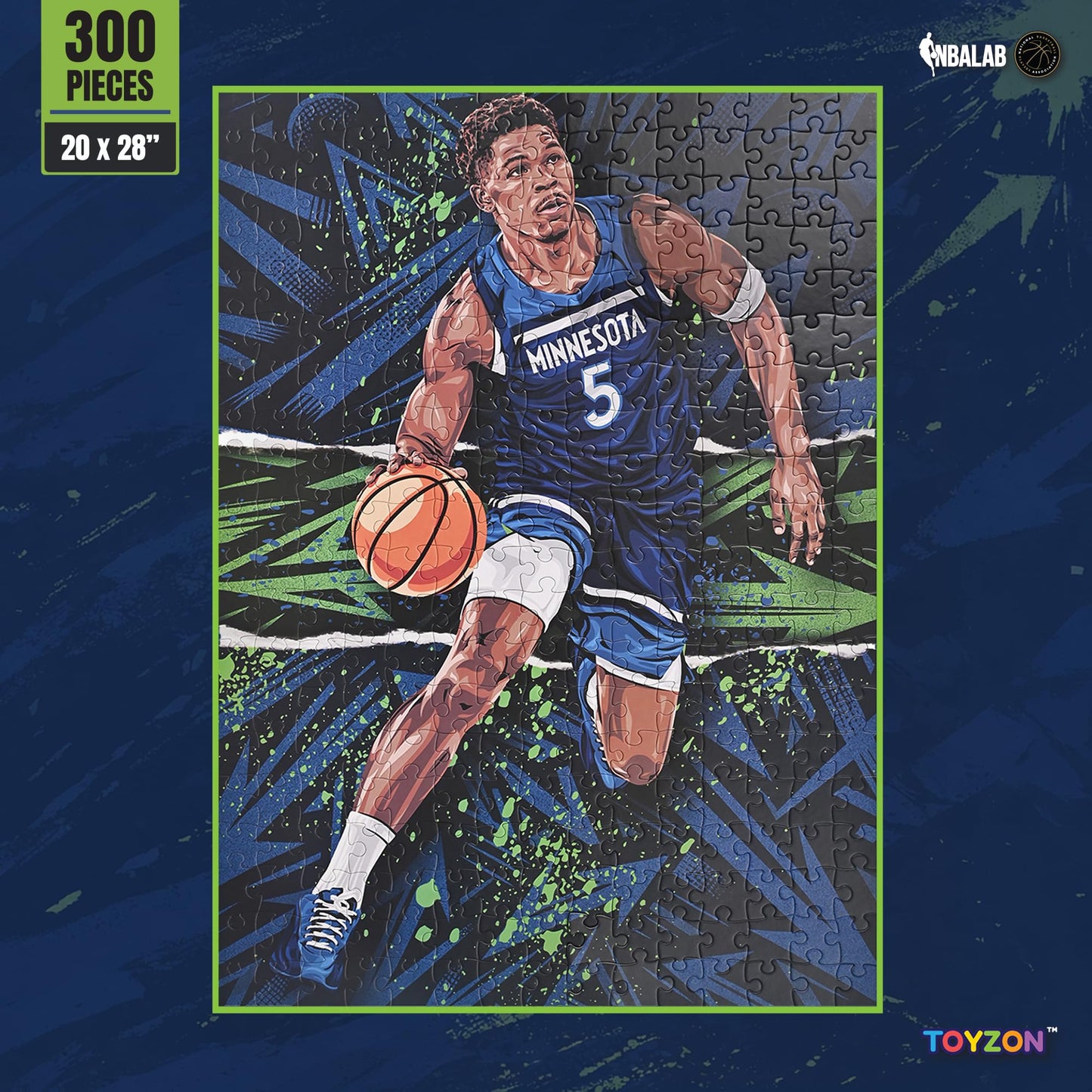 NBA Court Legends 300pc Anthony Edwards Jigsaw Puzzle for Kids & Adults, Premium Basketball Puzzle Game, Family Activity, Collector Gift for NBA Fans