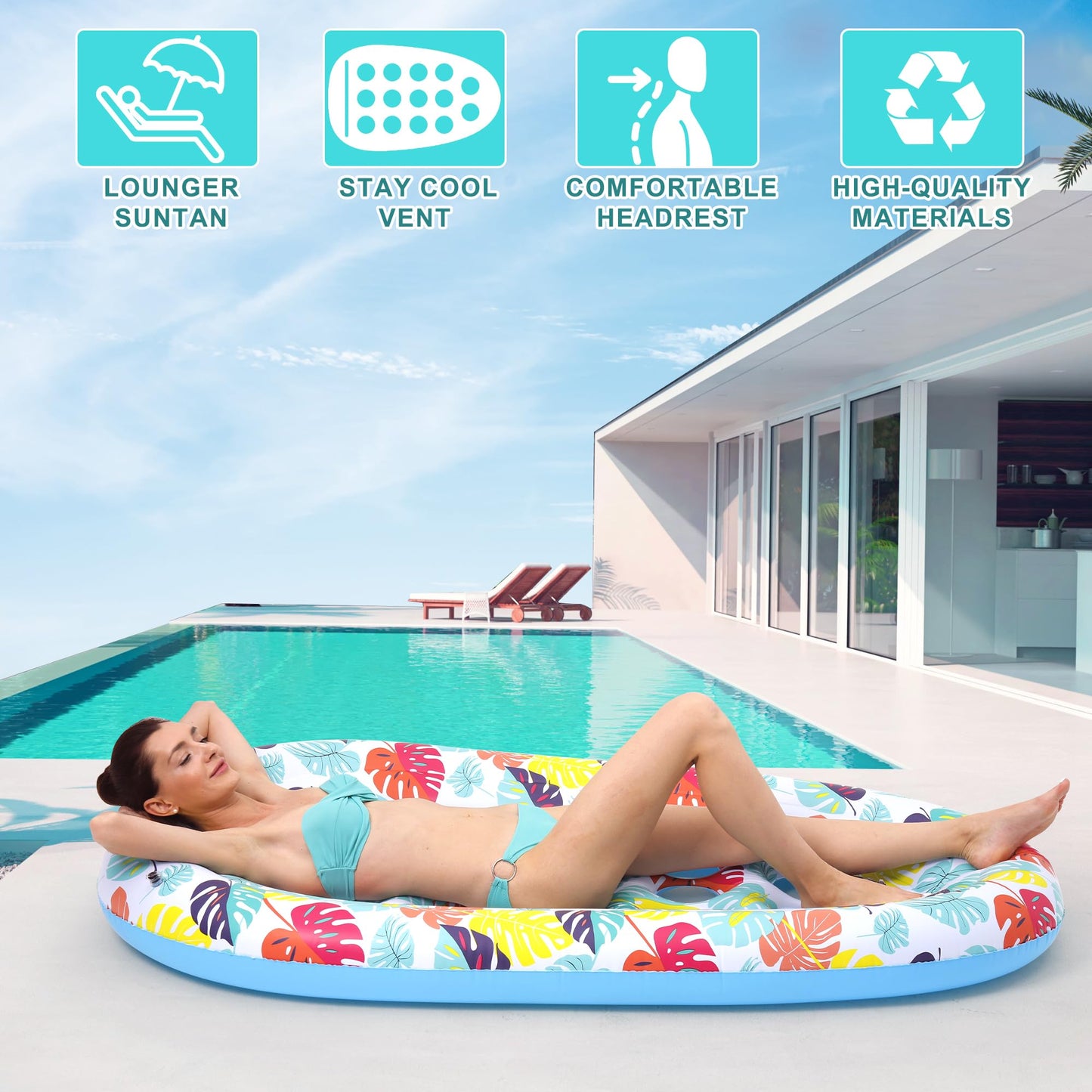 2 Pack Pool Floats Lounger, Instaywell Pool Floats Adult Heavy Duty, Pool Rafts Floaties Water Hammock Tanning Floating Pool Party Toys for Swimming