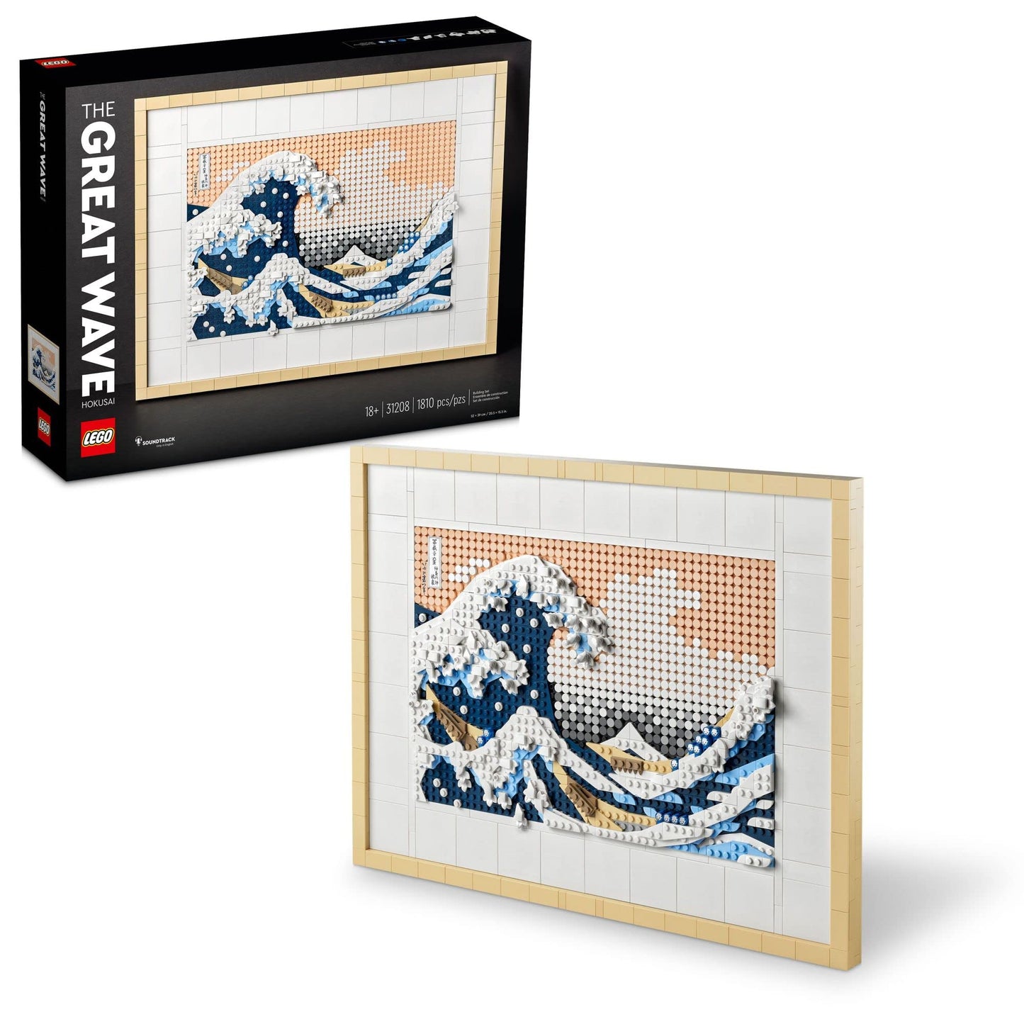 LEGO Art Hokusai - The Great Wave 31208, 3D Japanese Wall Art, Framed Ocean Canvas Picture for Home or Office Décor, Creative DIY Activity, Arts &