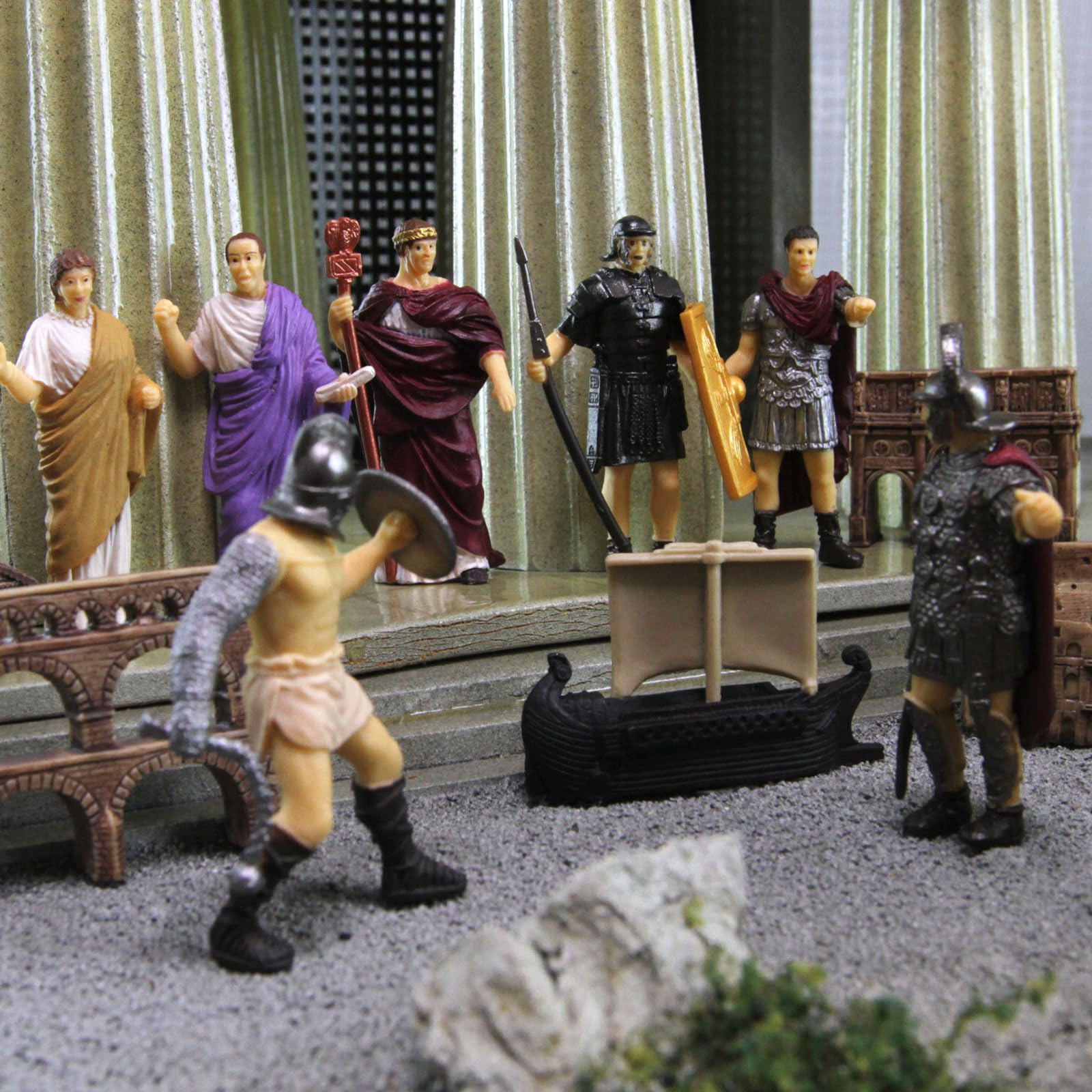 Safari Ltd. Ancient Rome Super Toob - Mini Figurines: Gladiator, Noblewoman, Centurion, Senator, Caesar, Emperor, Colosseum, Aqueduct, Pantheon & More