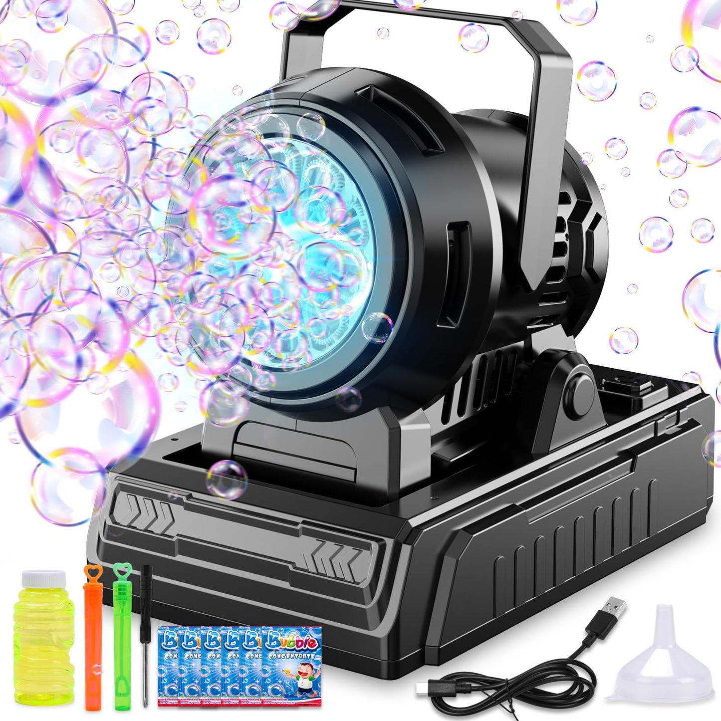 SHCKE Automatic Bubble Machine 10 Holes Bubble Blower,45° Adjustable