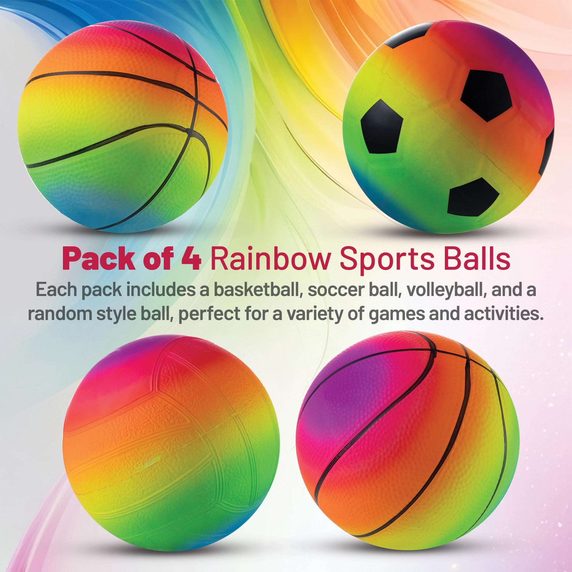 Bedwina 5-Inch Mini Sports Ball Set (4-Pack) with Pump for Toddlers & Kids
