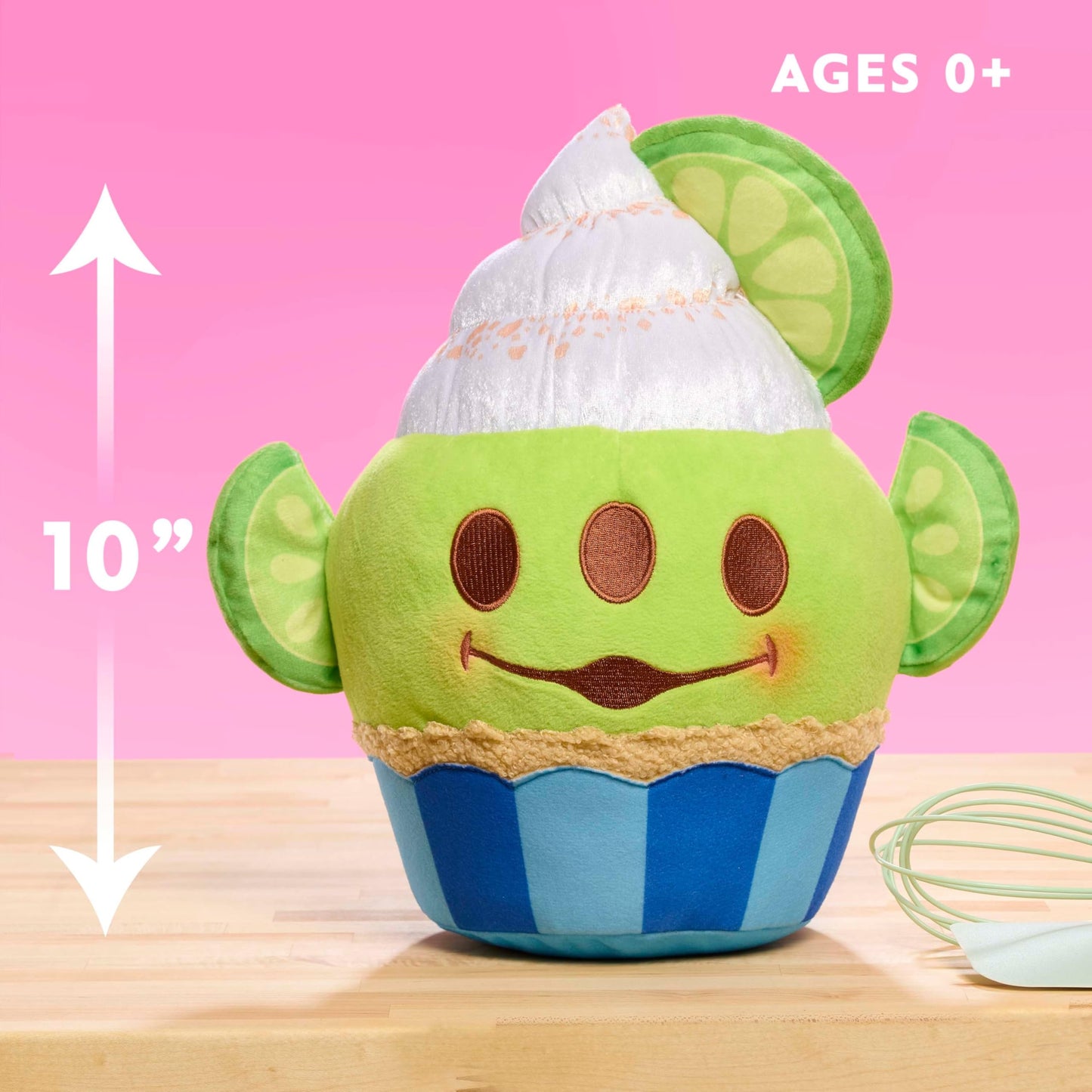 Disney Munchlings Squeeze-A-Munch Large Key Lime Scented Cupcake with Graham Cracker Crumble Alien 10-inch Plush, Kids Toys for Ages 0+ by Just Play