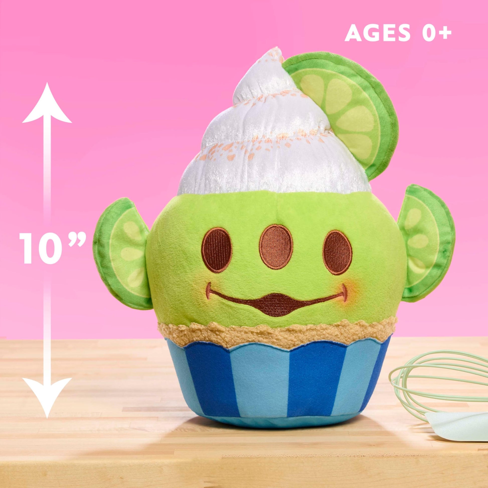 Disney Munchlings Squeeze-A-Munch Large Key Lime Scented Cupcake with Graham Cracker Crumble Alien 10-inch Plush, Kids Toys for Ages 0+ by Just Play