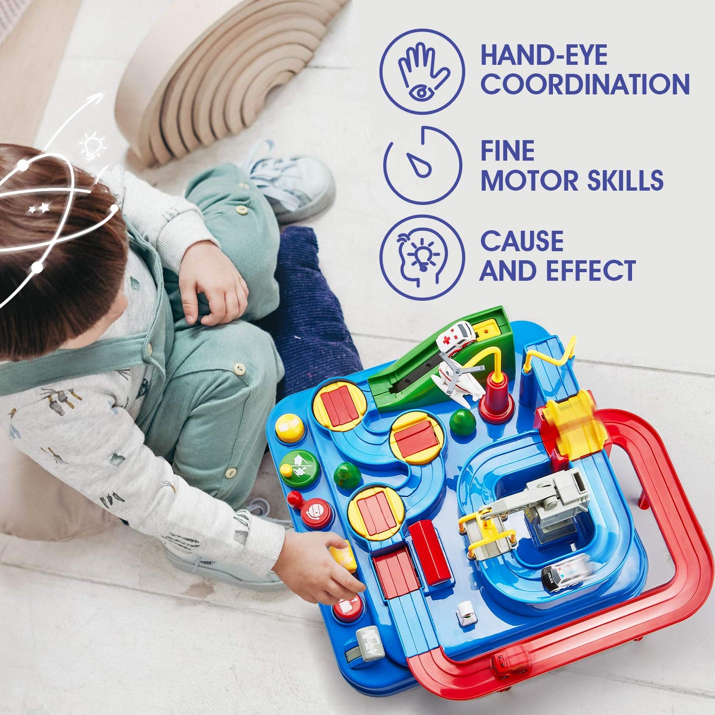 Toys for 3 Year Old Boys - Stem Kids Toys Boys 3-5, hahaland Large Race Track, 3 Year Old Boy Gift, Car Toys Rescue Playset for 4 Year Boy Birthday