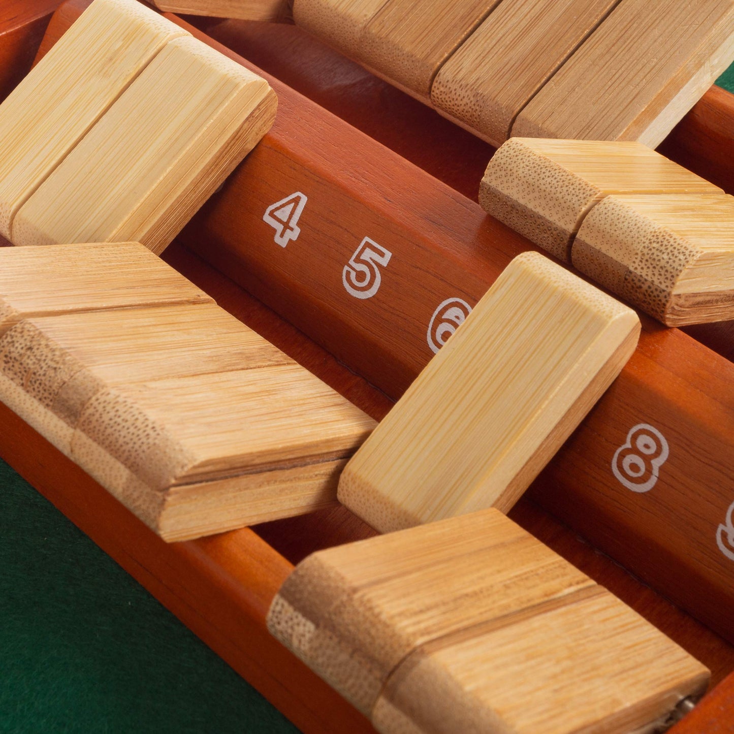 Shut The Box Game - Classic 9 Number Games Set for Up to 2 Players - Old Fashioned Wooden Board with Dice for Adults and Children by Hey Play (Green)